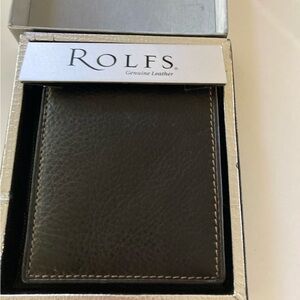 NIB Rolfs Leather wallet, dark brown, bifold